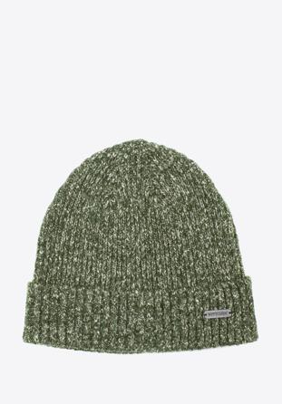 Pánská žebrovaná čepice, zeleno-bílá, 97-HF-009-Z, Obrázek 1