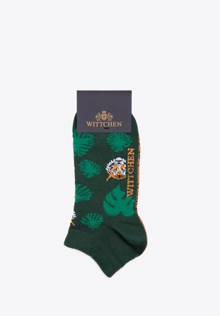 Dámské ponožky s exotickým vzorem, zeleno-hnědá, 98-SD-550-X1-38/40, Obrázek 1