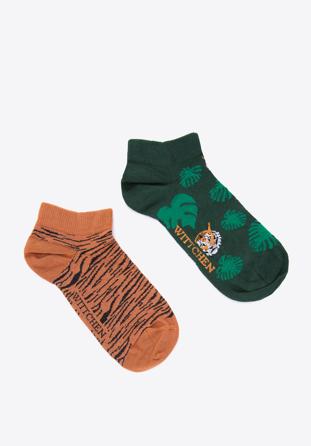 Dámské ponožky s exotickým vzorem, zeleno-hnědá, 98-SD-550-X1-35/37, Obrázek 1