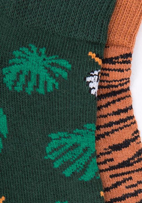 Dámské ponožky s exotickým vzorem, zeleno-hnědá, 98-SD-550-X1-38/40, Obrázek 3