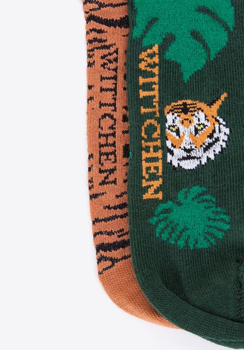Dámské ponožky s exotickým vzorem, zeleno-hnědá, 98-SD-550-X1-38/40, Obrázek 4