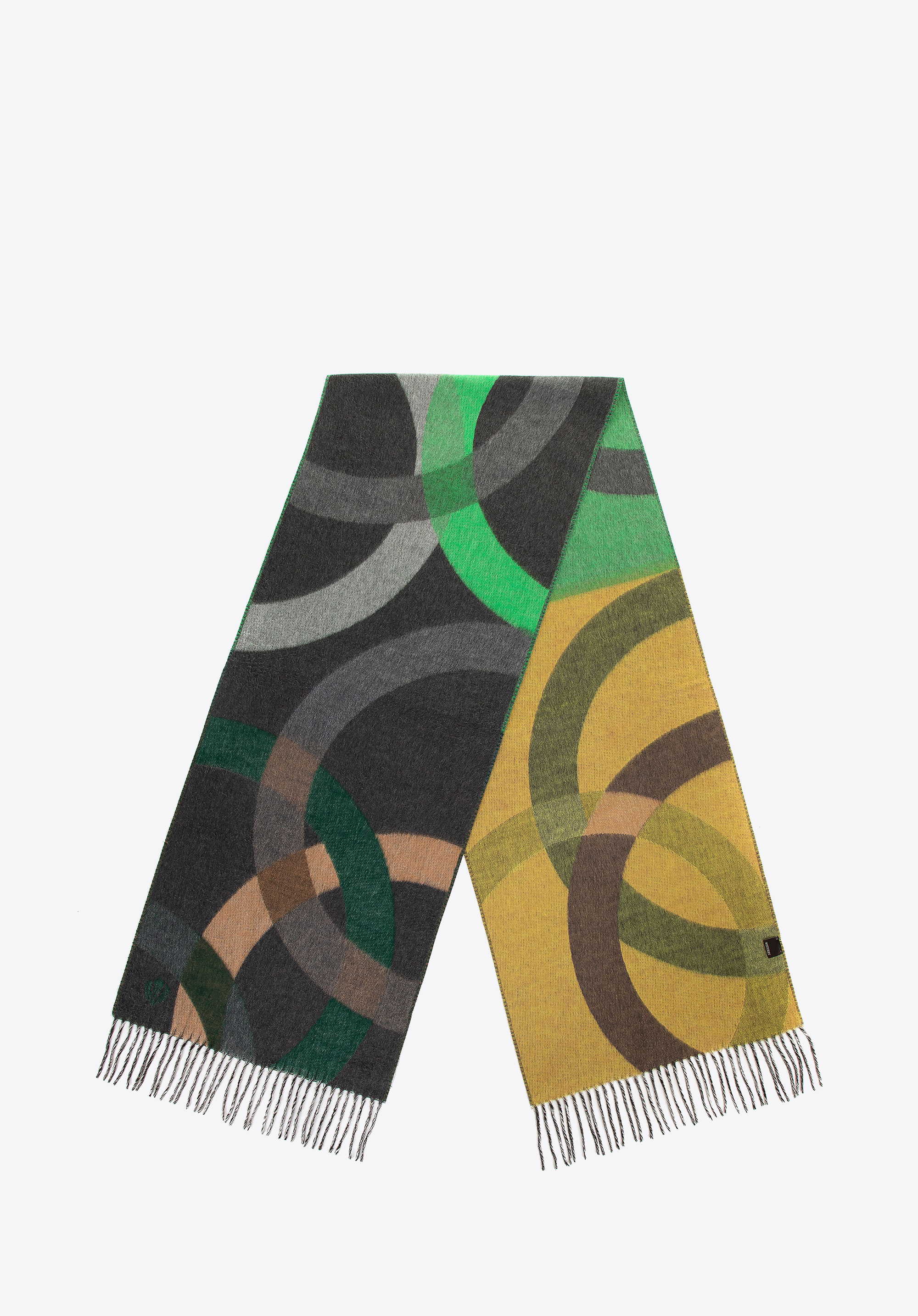 Жіночий шарф з малюнком, зелено-жовтий, 100-7X-00X-X, Фото 1