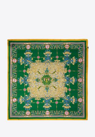 Dámský velký vzorovaný hedvábný šátek, zeleno-žlutá, 97-7D-S02-X14, Obrázek 1