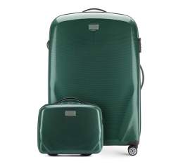 Комплект (Большой чемодан + косметичка), зеленый, 56-3P-573_4-85, Фотография 1