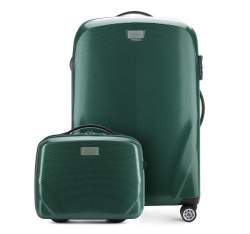 Комплект (Средний чемодан + косметичка), зеленый, 56-3P-572_4-85, Фотография 1