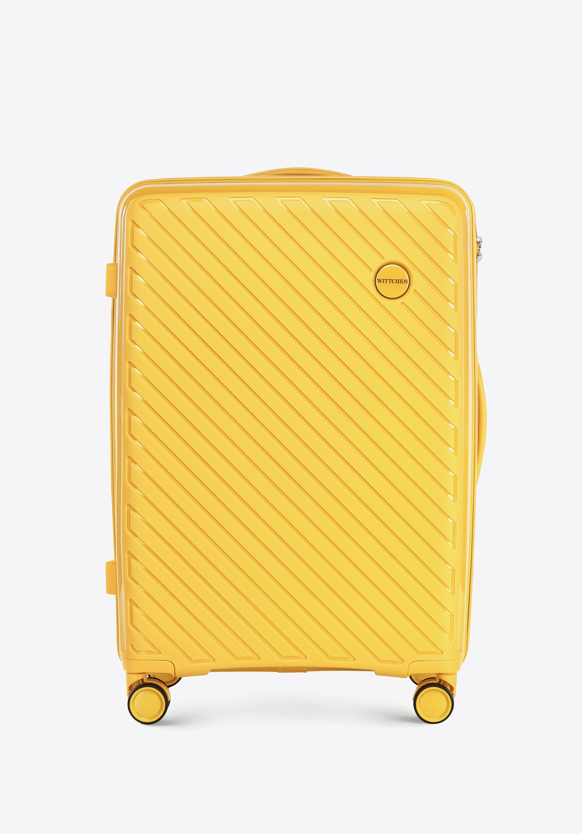 Середня валіза з поліпропілену з тисненням у вигляді смуг, жовтий, 56-3T-202-50, Фото 1