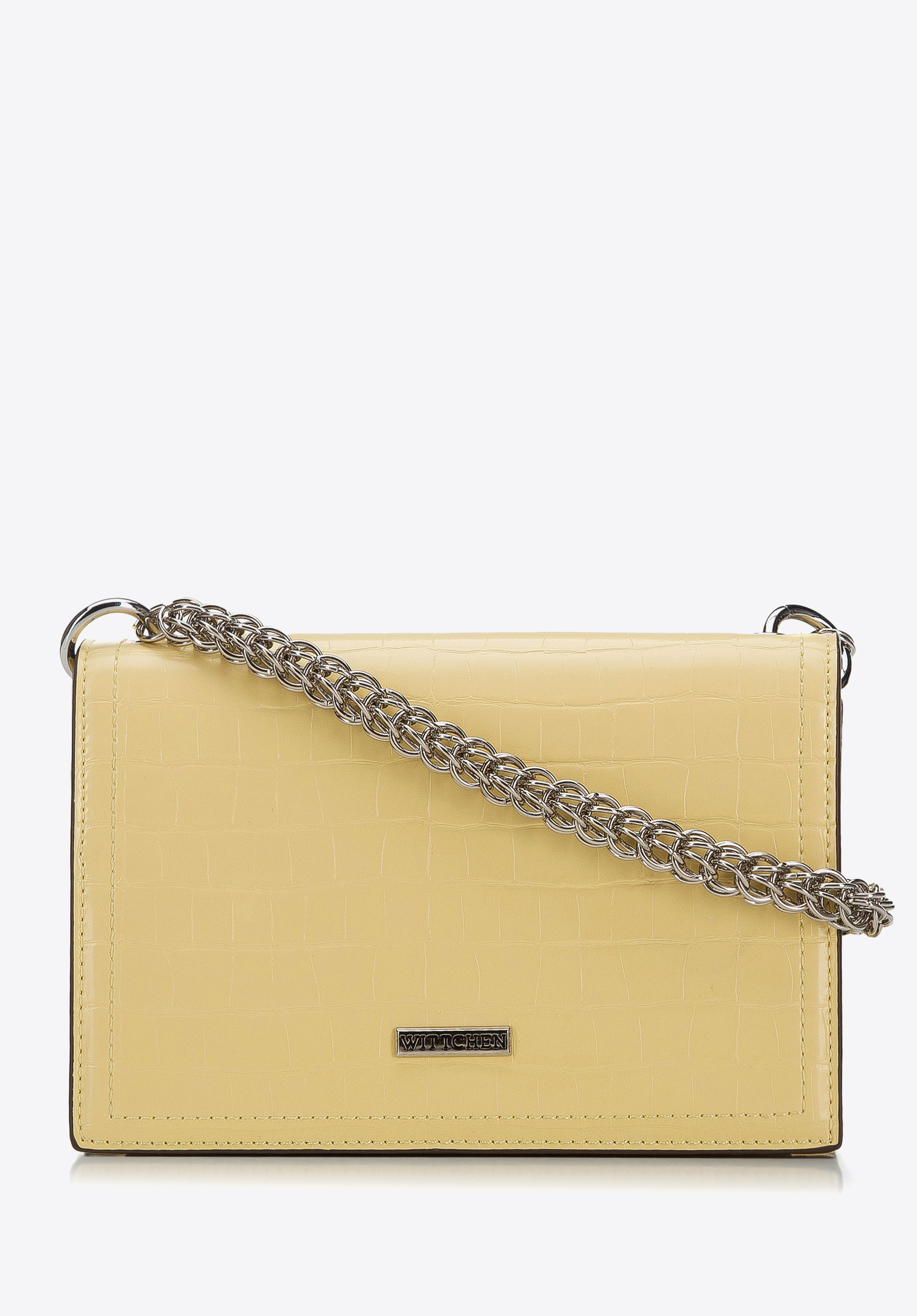 Міні сумка на ланцюжку з екошкіри, жовтий, 94-4Y-520-Y, Фото 1