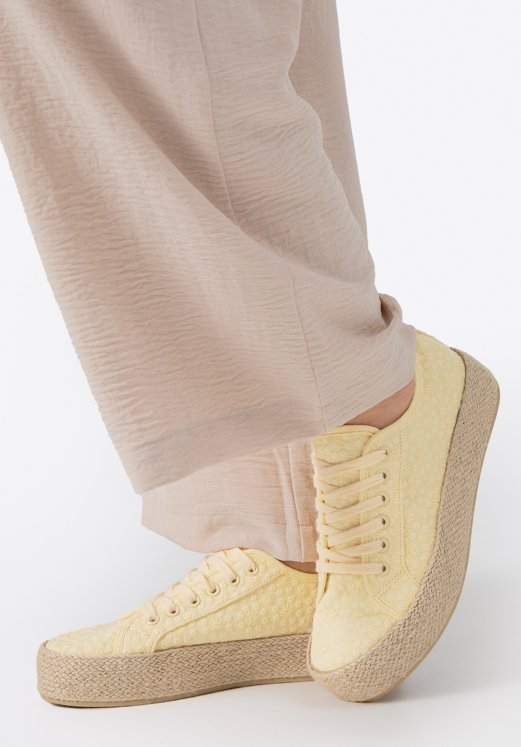 Жіночі кросівки на солом''яній підошві, жовтий, 100-DP-803-Y-39, Фото 1