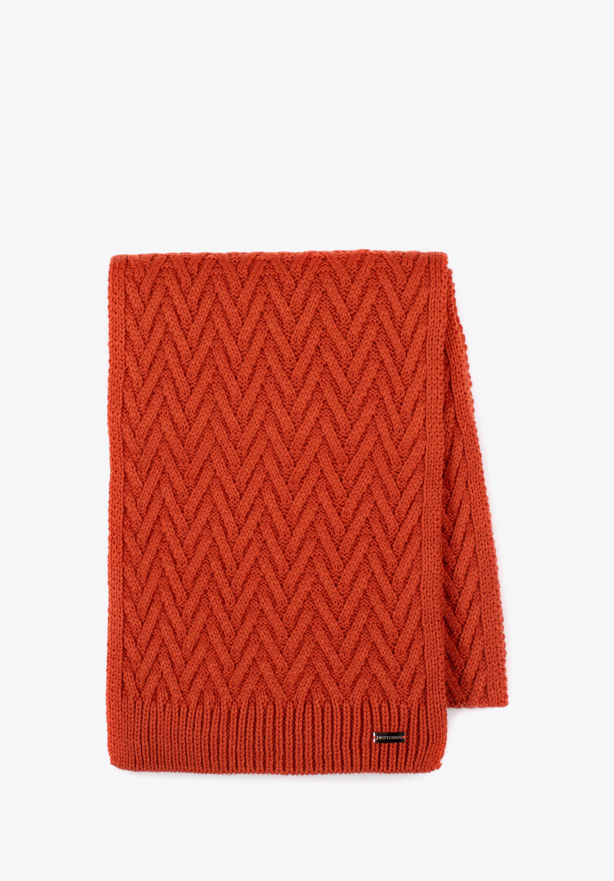 Fischgrätenschal für Damen, ziegelrot, 97-7F-007-6, Bild 1