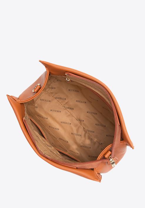 Hobo-Tasche aus Kunstleder mit gewebtem Griff, ziegelrot, 97-4Y-514-4, Bild 3