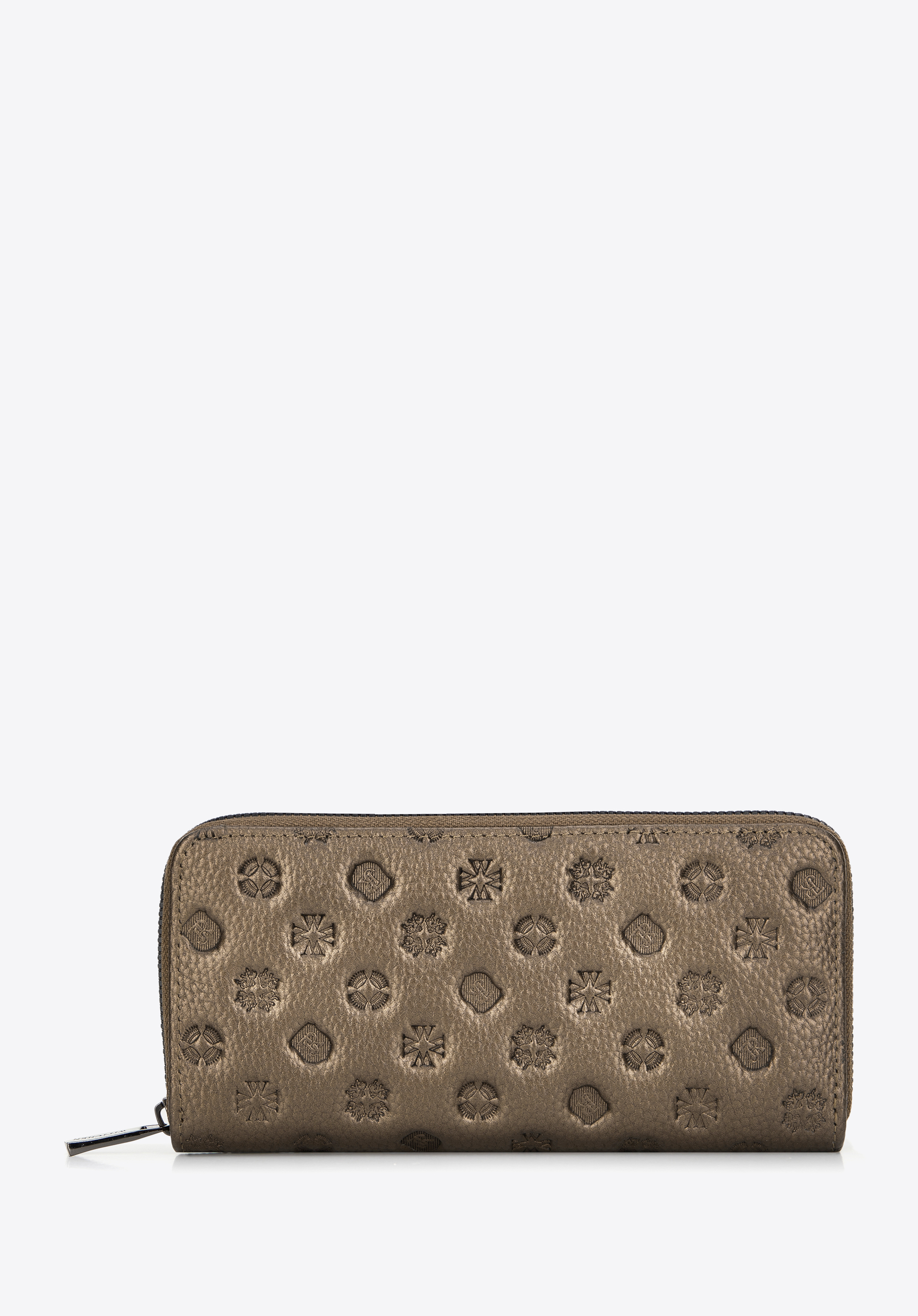 Dámska veľká embosovaná kožená peňaženka, zlatá, 99-1E-364-G, Obrázok 1