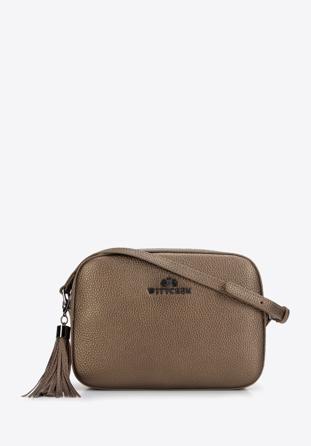 Kožená crossbody kabelka ve tvaru krabice, zlatá, 29-4E-014-G, Obrázek 1