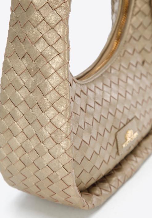 Malá dámská kabelka vyrobená z tkané kůže, zlatá, 97-4E-510-1, Obrázek 4