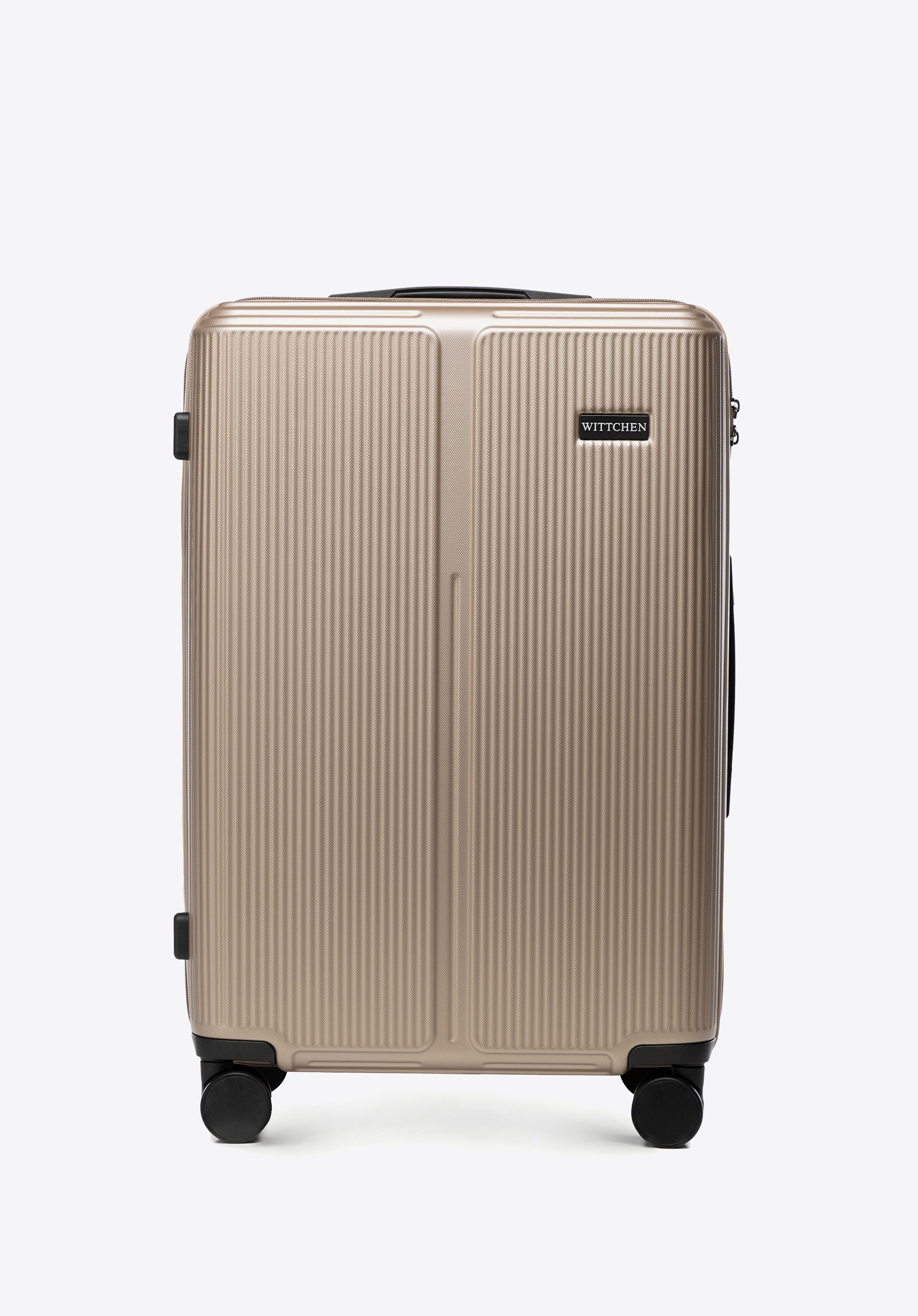 Středně velký kufr z ABS s jemnými pruhy, zlatá, 56-3A-602-86, Obrázek 1