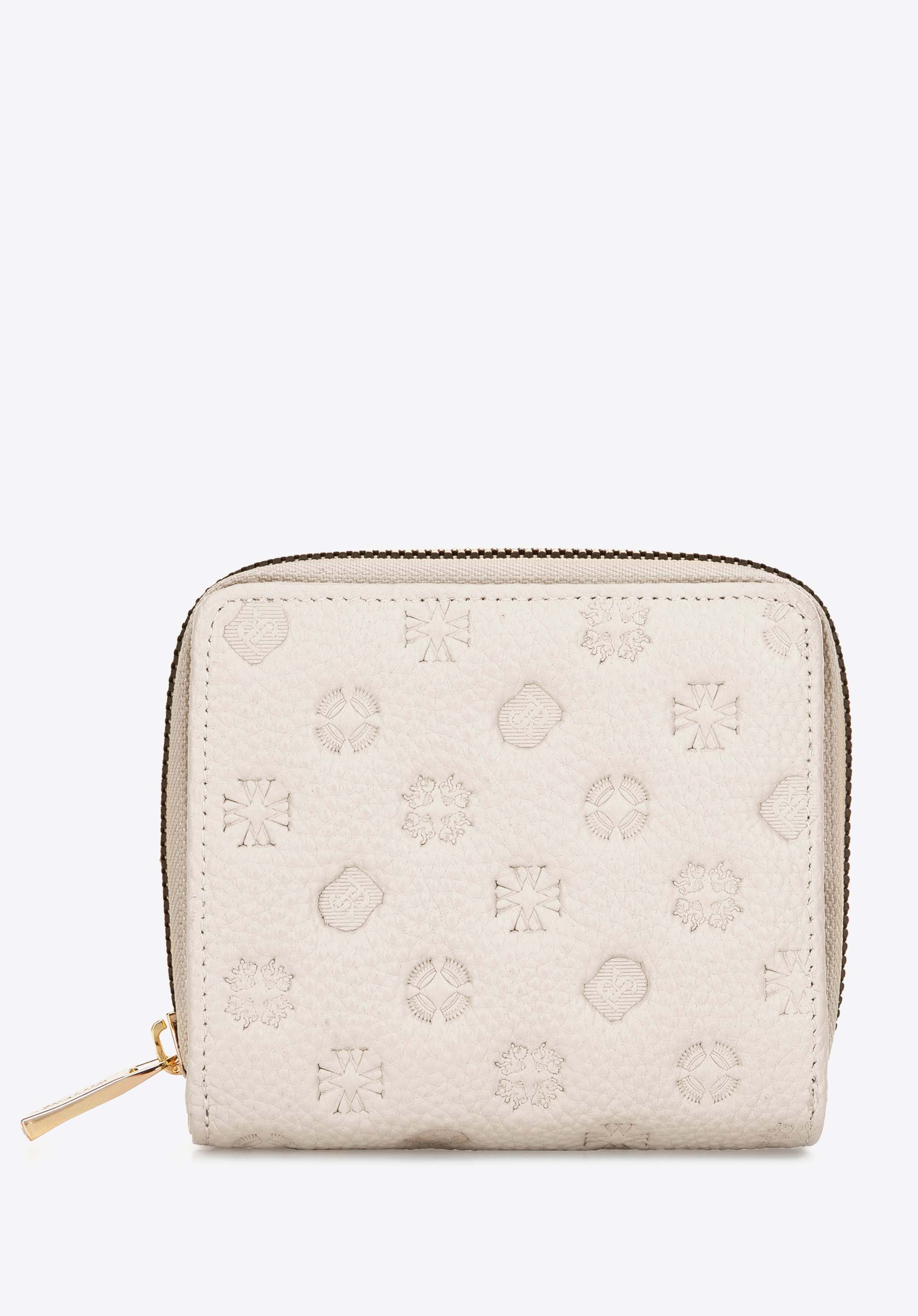 Dámska embosovaná kožená peňaženka, zlomená biela, 99-1E-308-9, Obrázok 1