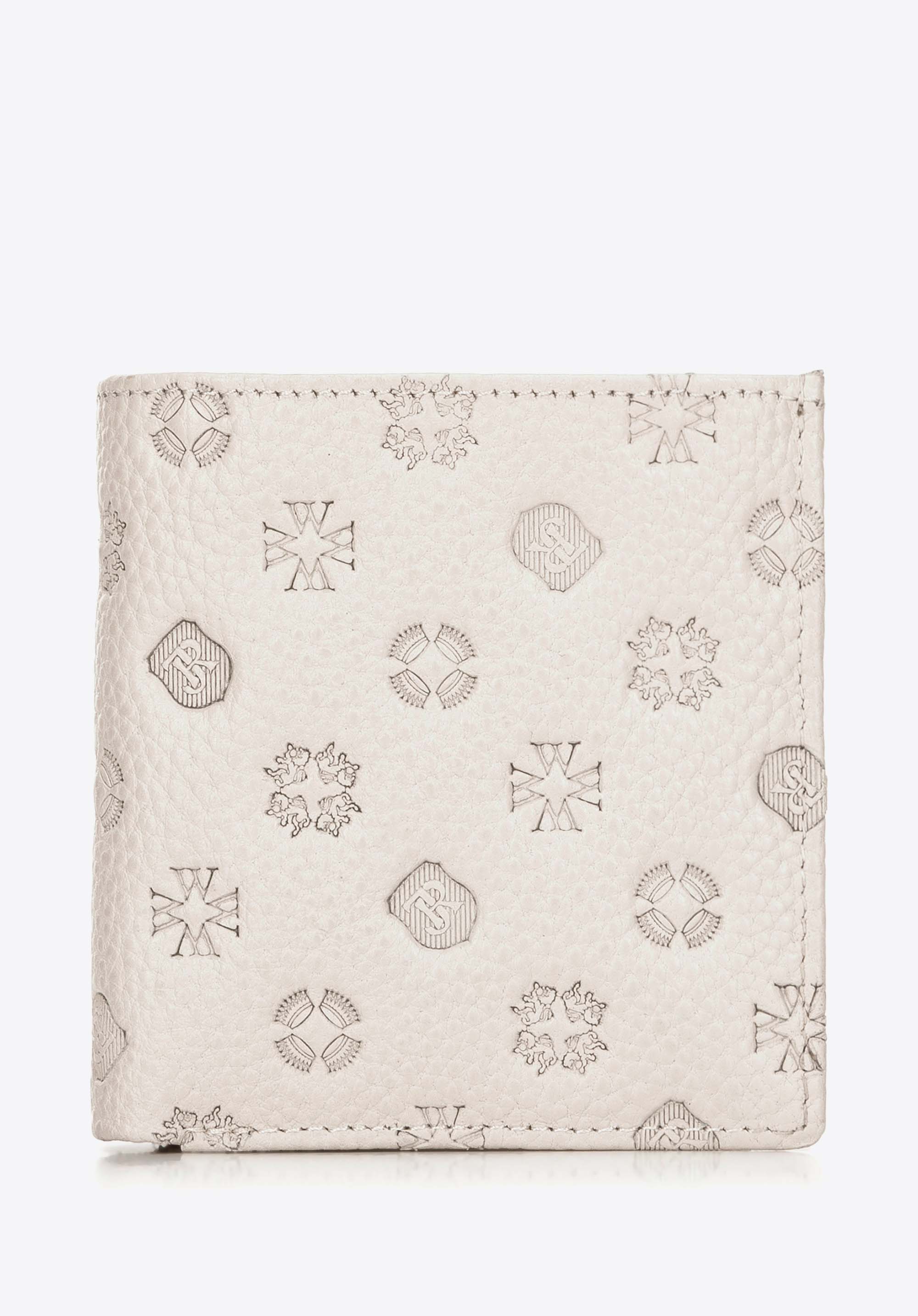 Dámska malá embosovaná kožená peňaženka, zlomená biela, 99-1E-363-9, Obrázok 1