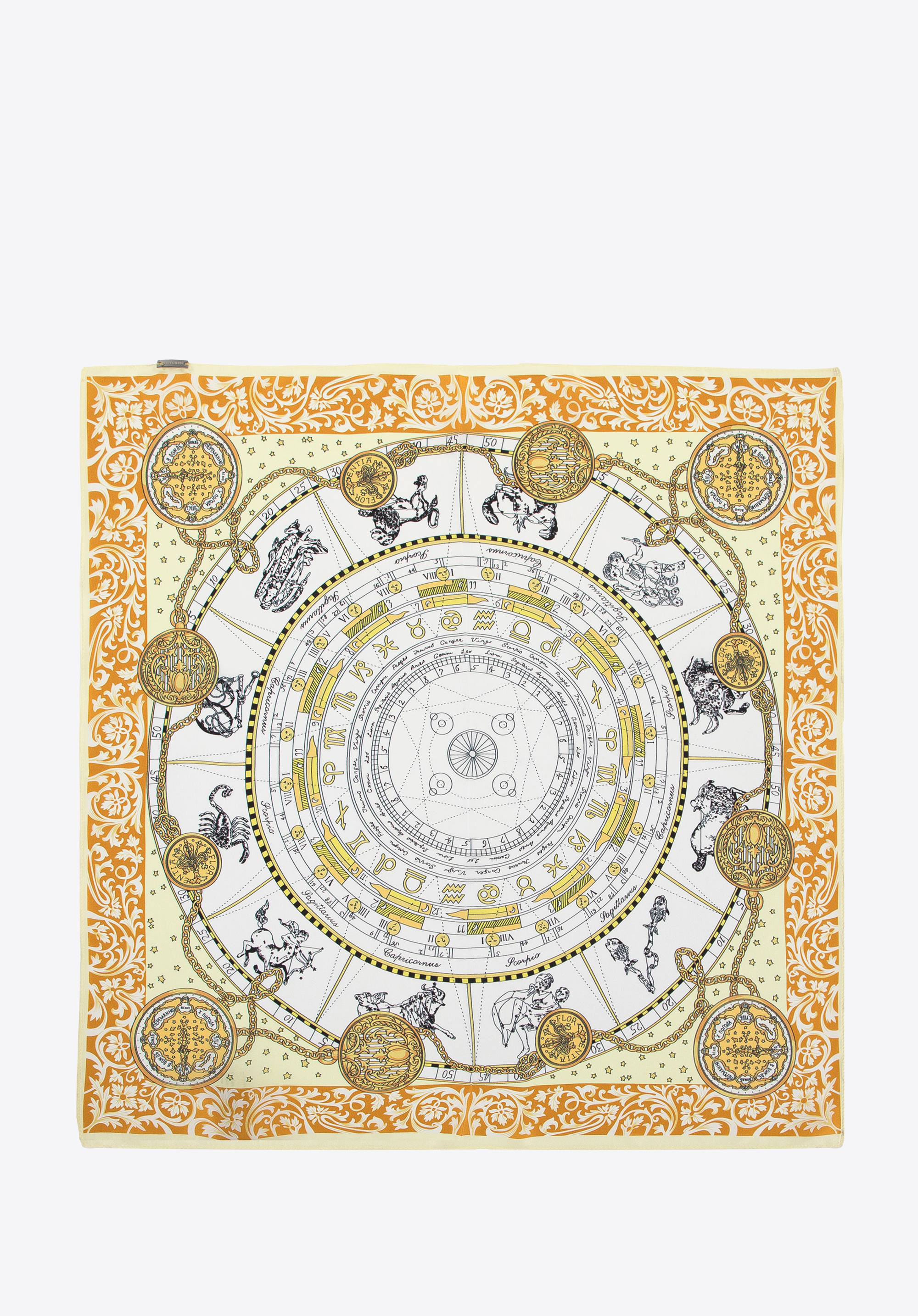 Dámsky geometrický hodvábny nákrčník, žltá, 100-7D-S20-X14, Obrázok 1