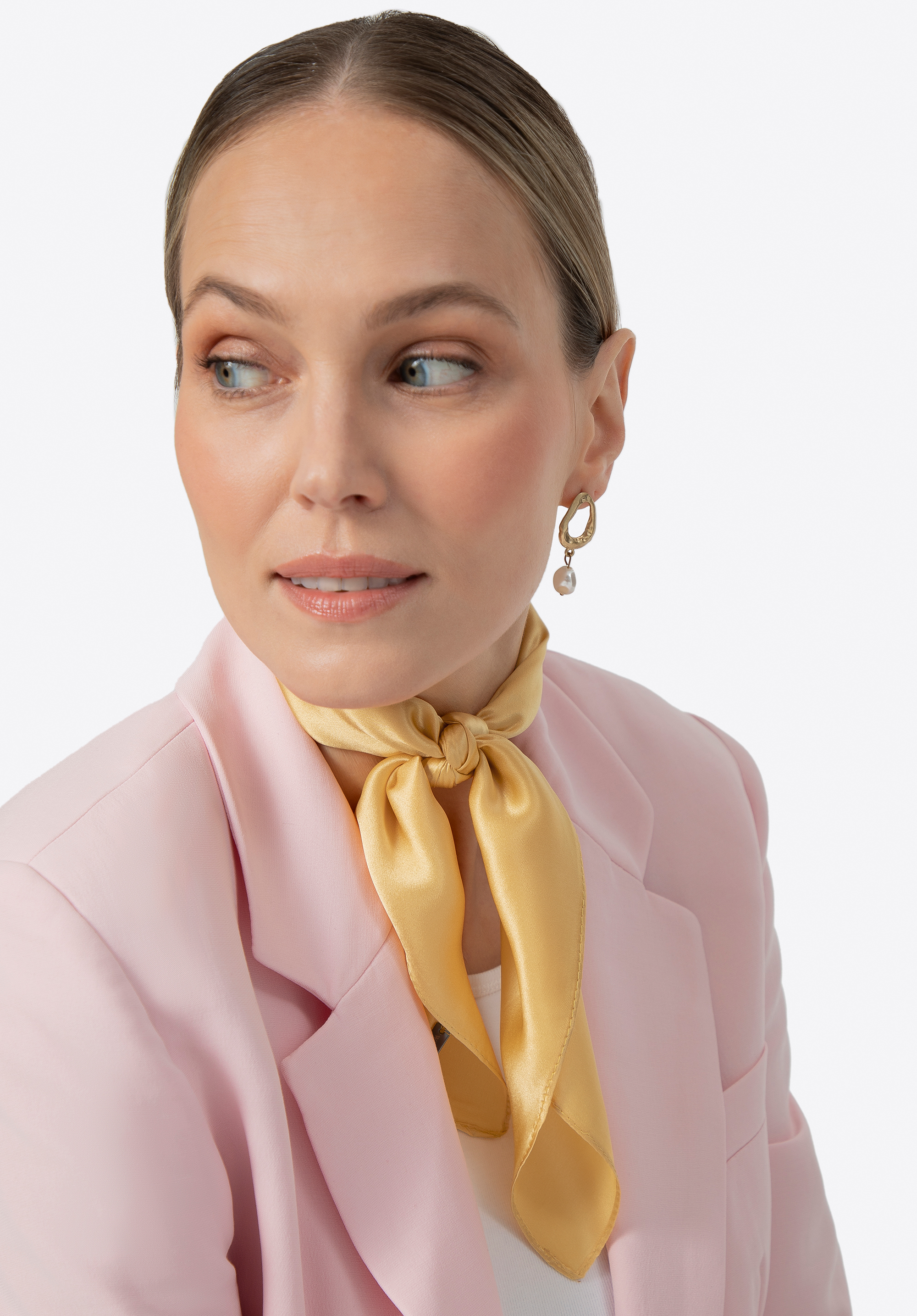 Dámsky hodvábny nákrčník, žltá, 100-7D-S20-X31, Obrázok 1