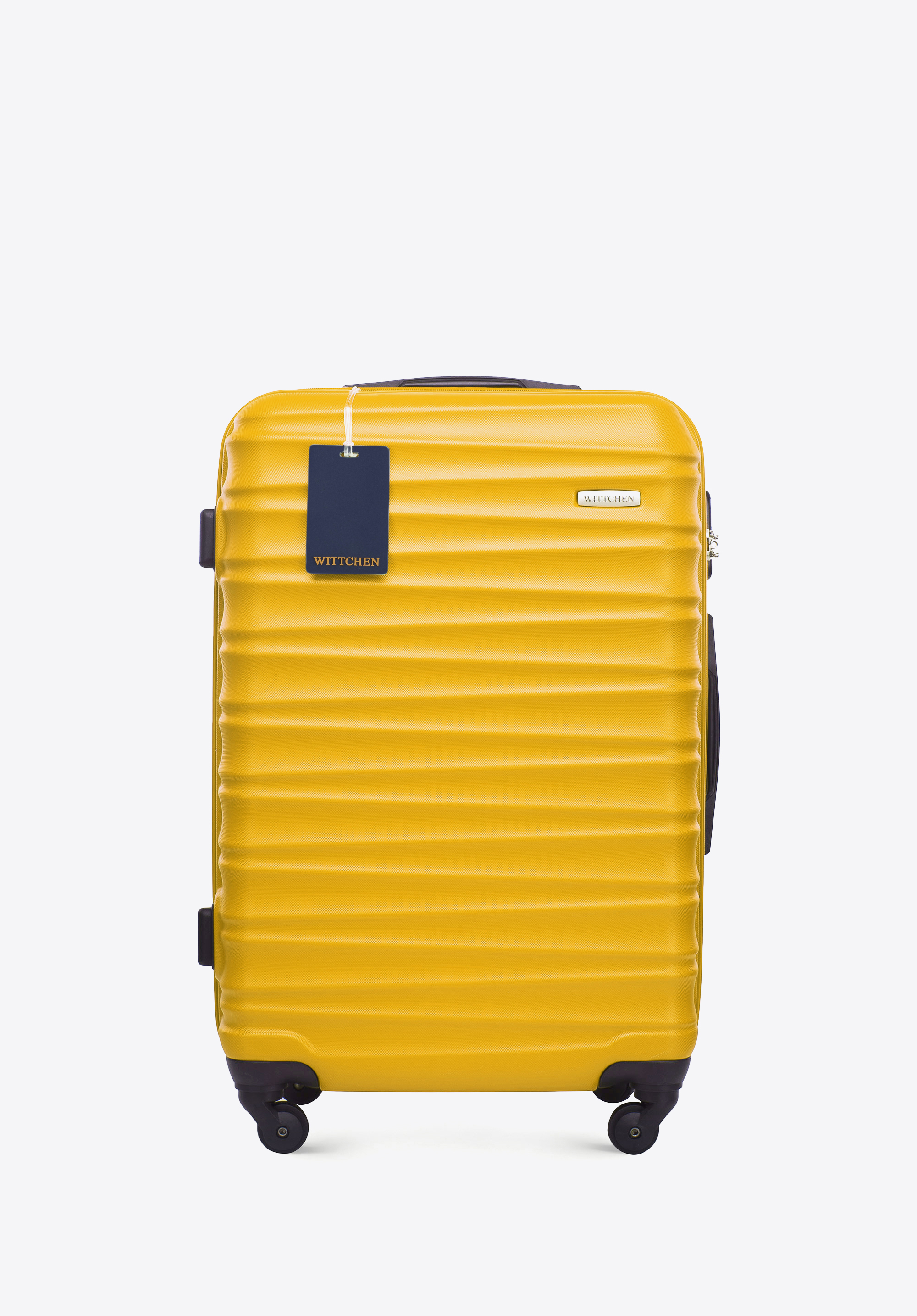Stredný kufor z ABS materiálu s visačkou na batožinu s logom WITTCHEN, žltá, 56-3A-312-50Z6, Obrázok 1