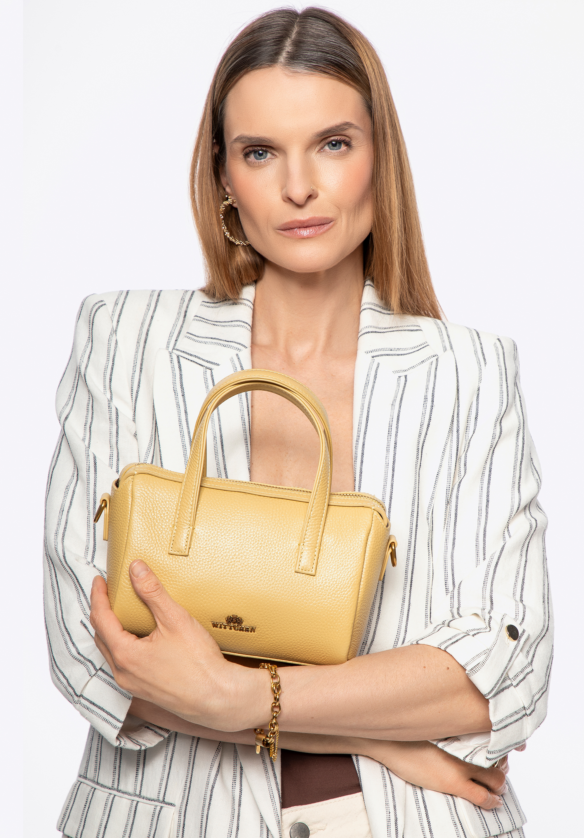 Women''s small leather tote bag, žltá, 100-4E-212-Y, Obrázok 1