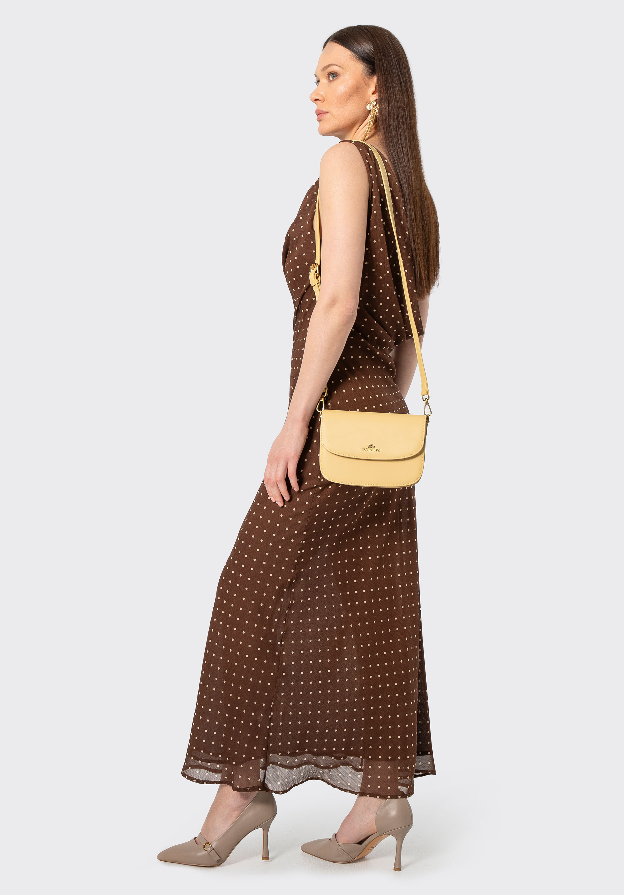 Dámská kožená crossbody kabelka, žlutá, 100-4E-214-Y, Obrázek 1