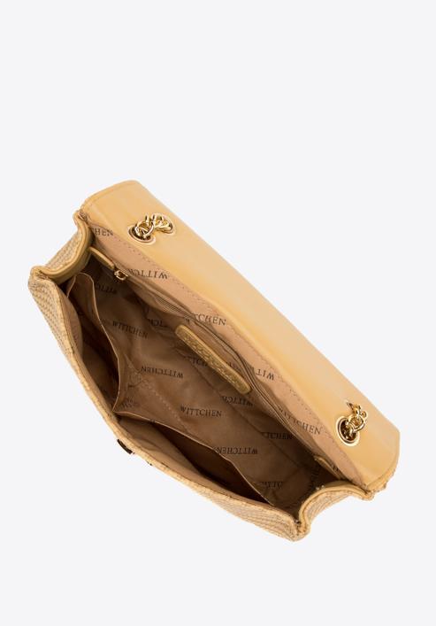 Dámská pletená kabelka s řetízkem, žlutá, 98-4Y-408-6, Obrázek 4