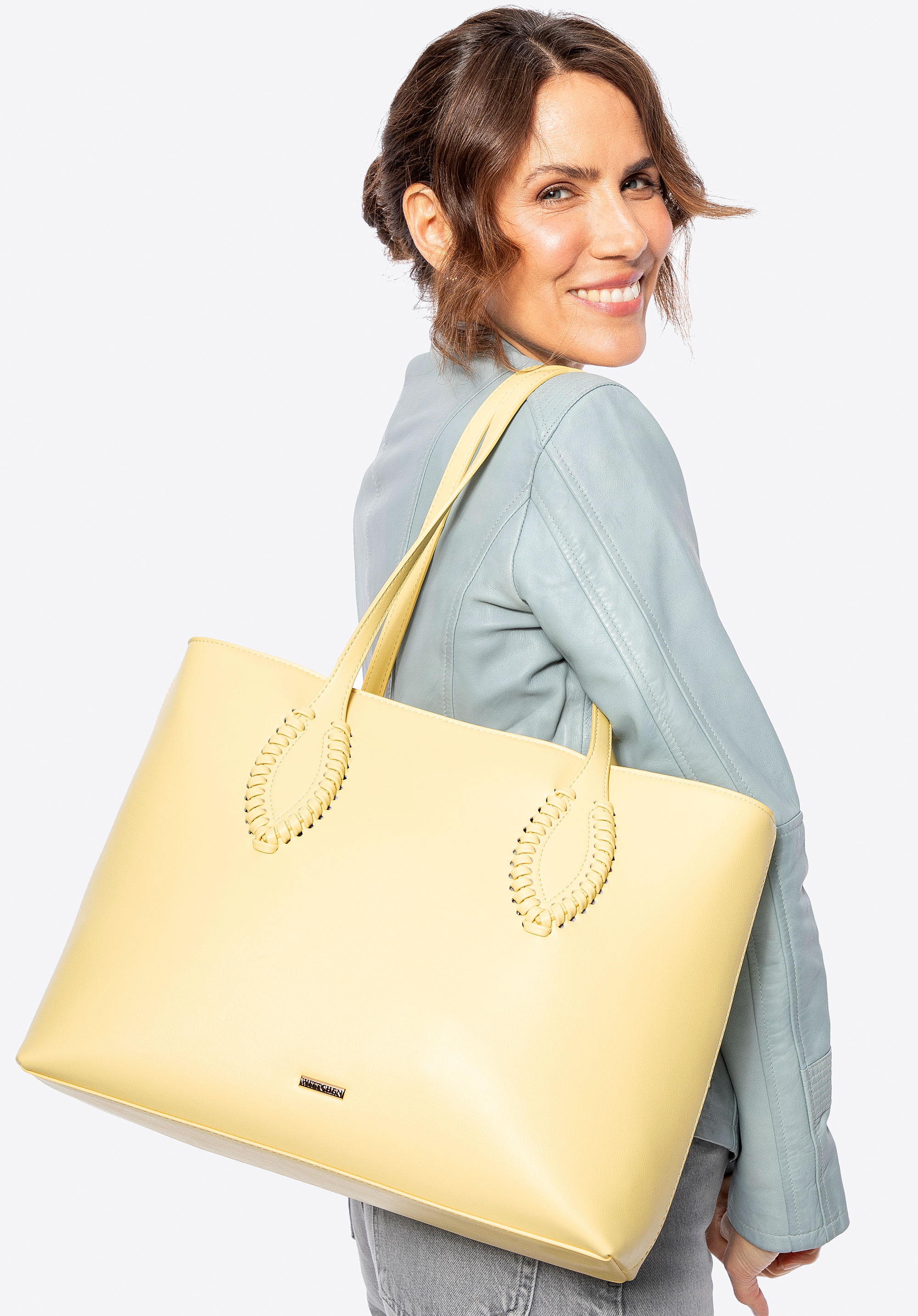Dámská shopper taška z umělé kůže, žlutá, 100-4Y-234-Y, Obrázek 1