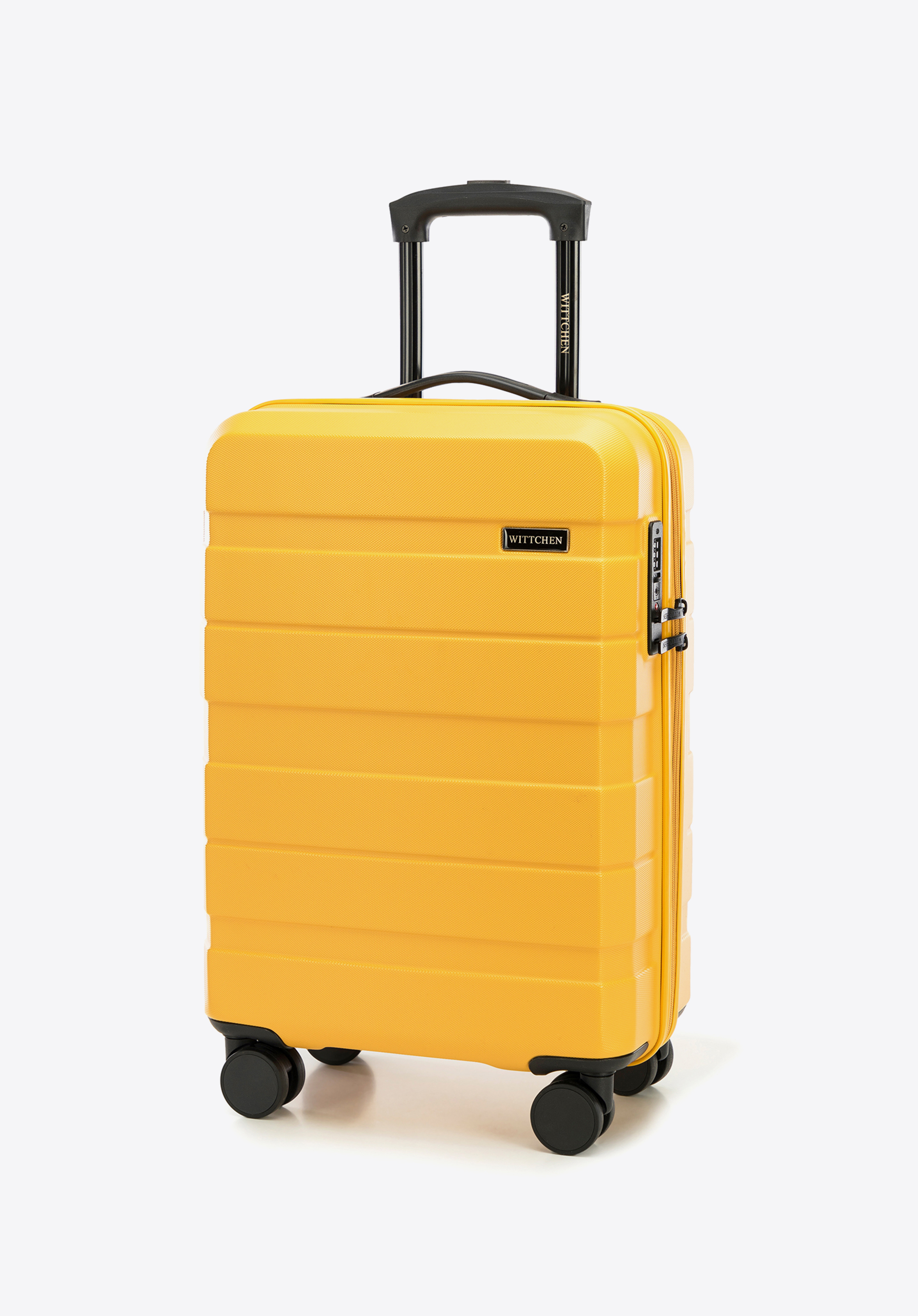 Kabinový kufr z ABS-u s vodorovnými pruhy, žlutá, 56-3A-101-50, Obrázek 1