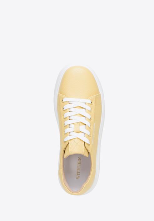 Klasické dámské kožené boty na silné podrážce, žlutá, 98-D-961-Y-40, Obrázek 5