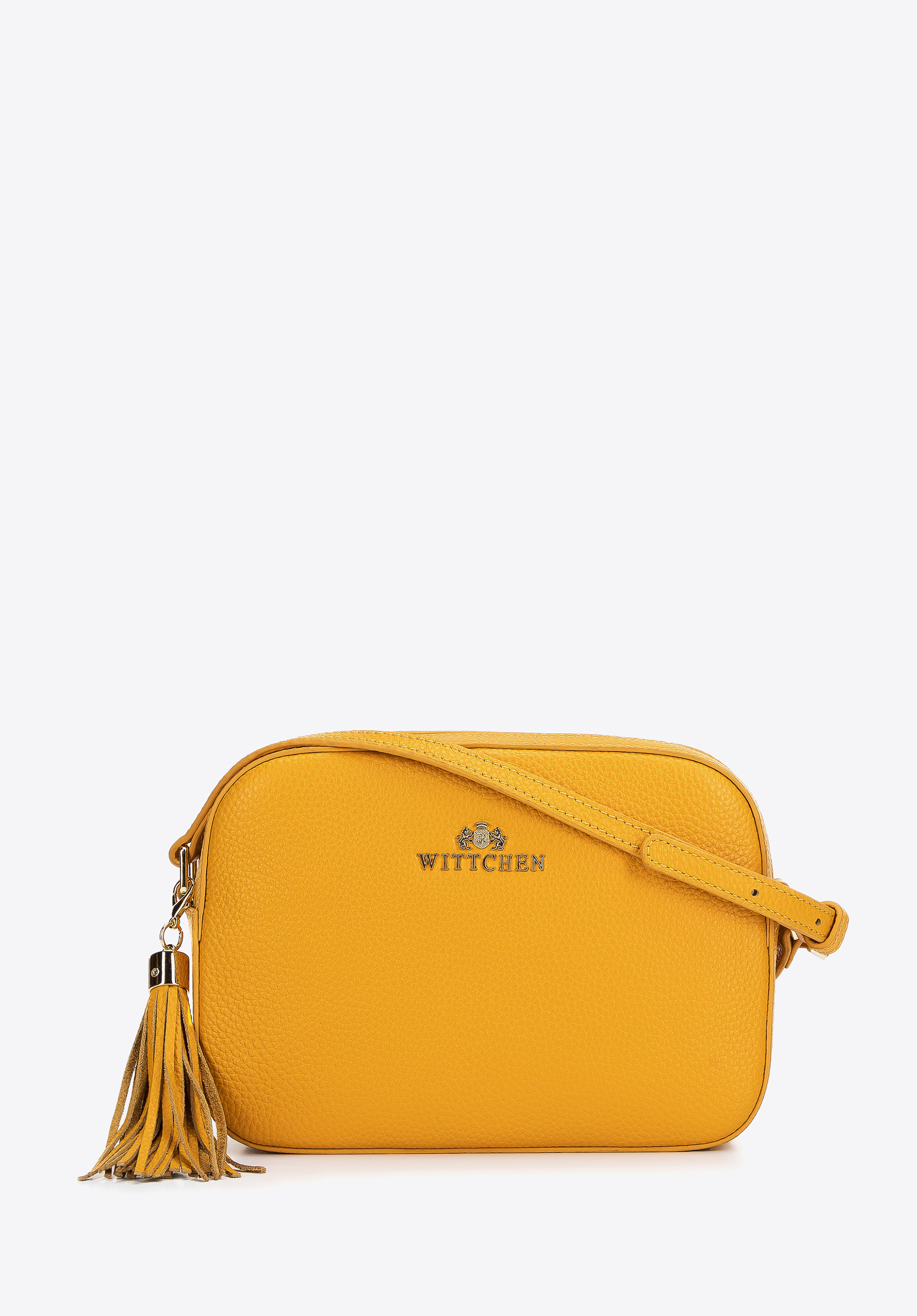 Kožená crossbody kabelka ve tvaru krabice, žlutá, 29-4E-014-Y, Obrázek 1
