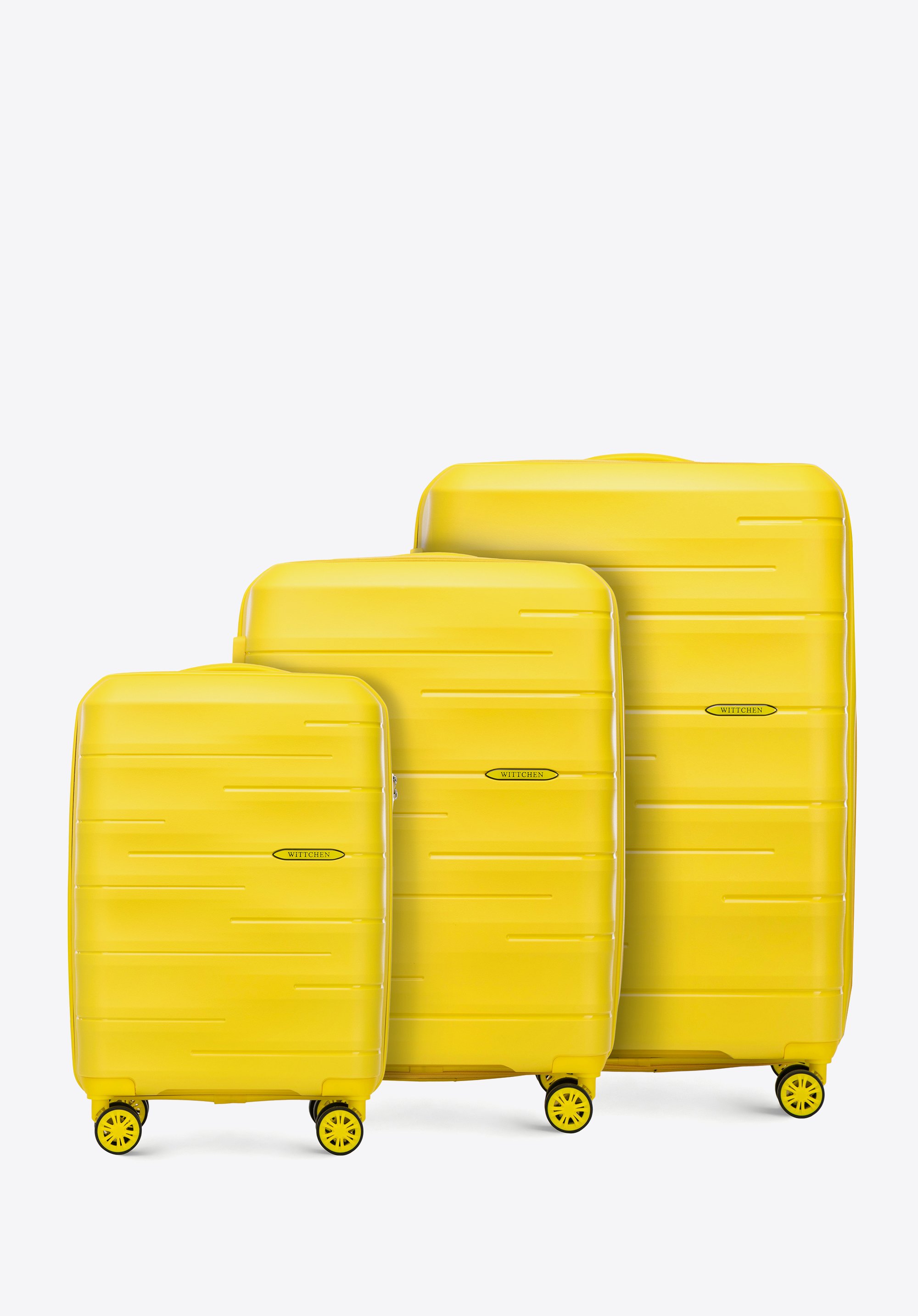 Polypropylenová sada zavazadel s vyraženými pruhy, žlutá, 56-3T-14S-B-55, Obrázek 1