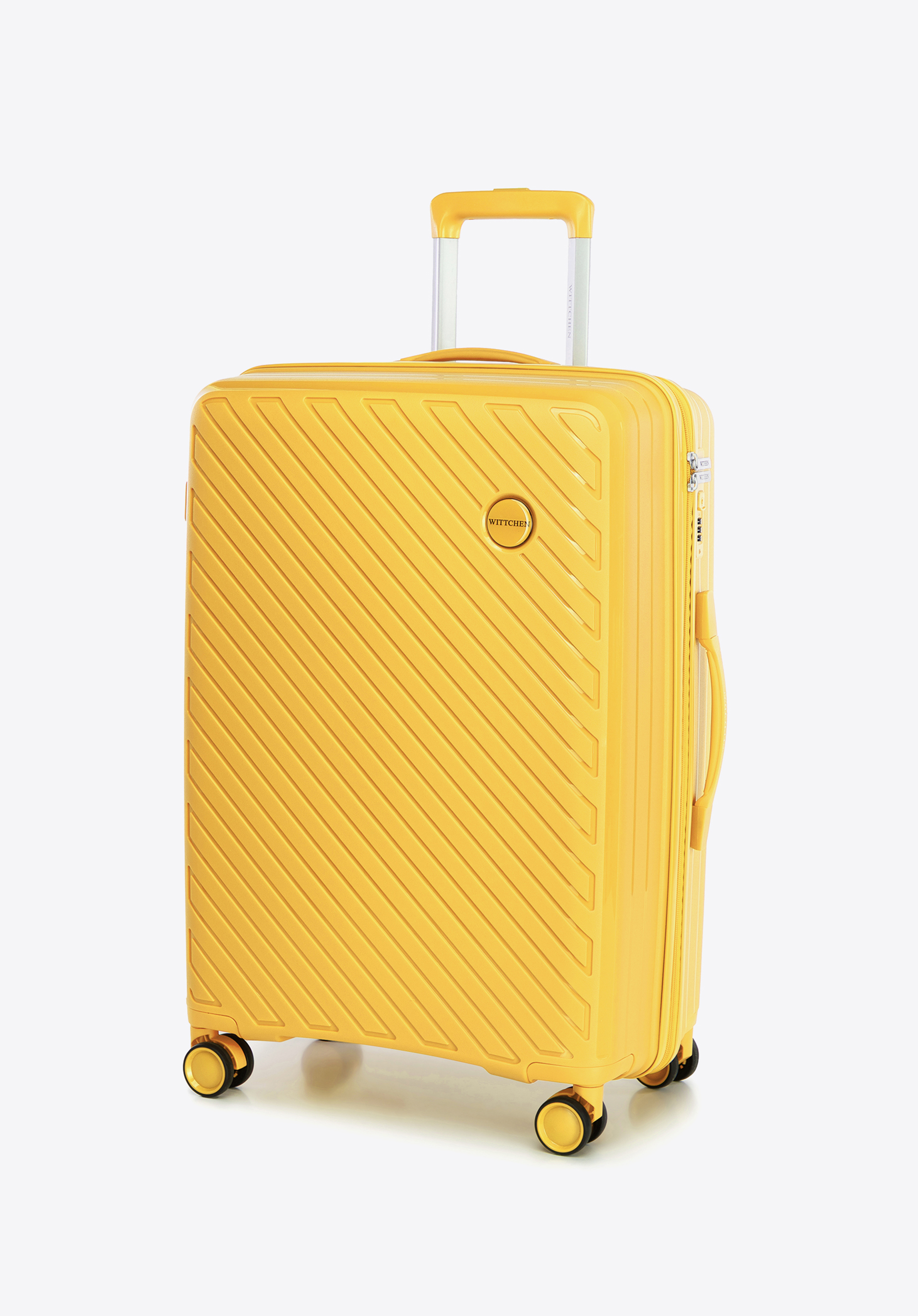 Sada polypropylenových kufrů s reliéfními pruhy, žlutá, 56-3T-20S-50, Obrázek 1