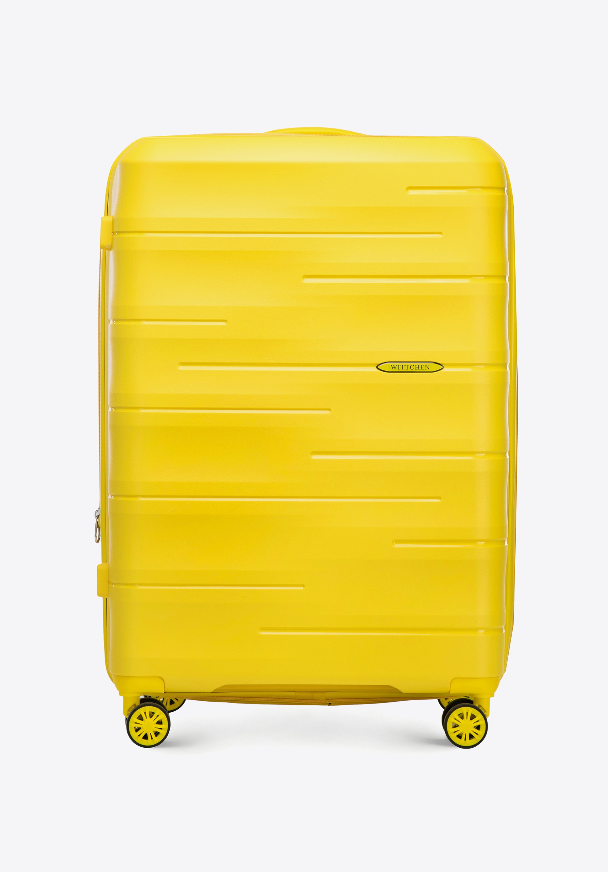 Velký kufr s polypropylenu s vyraženými pruhy, žlutá, 56-3T-143-B-55, Obrázek 1