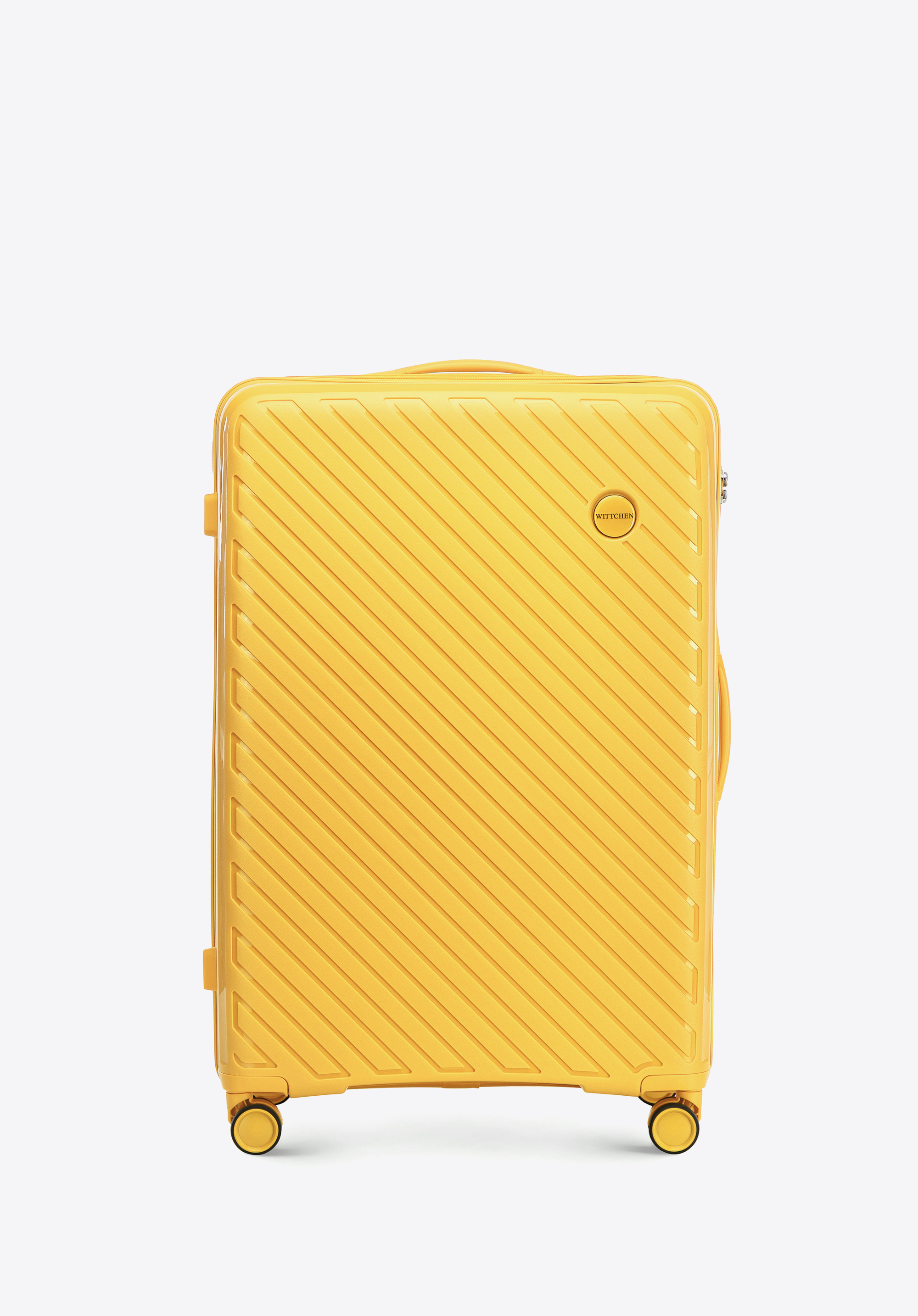 Velký polypropylenový kufr s reliéfními pruhy, žlutá, 56-3T-203-50, Obrázek 1