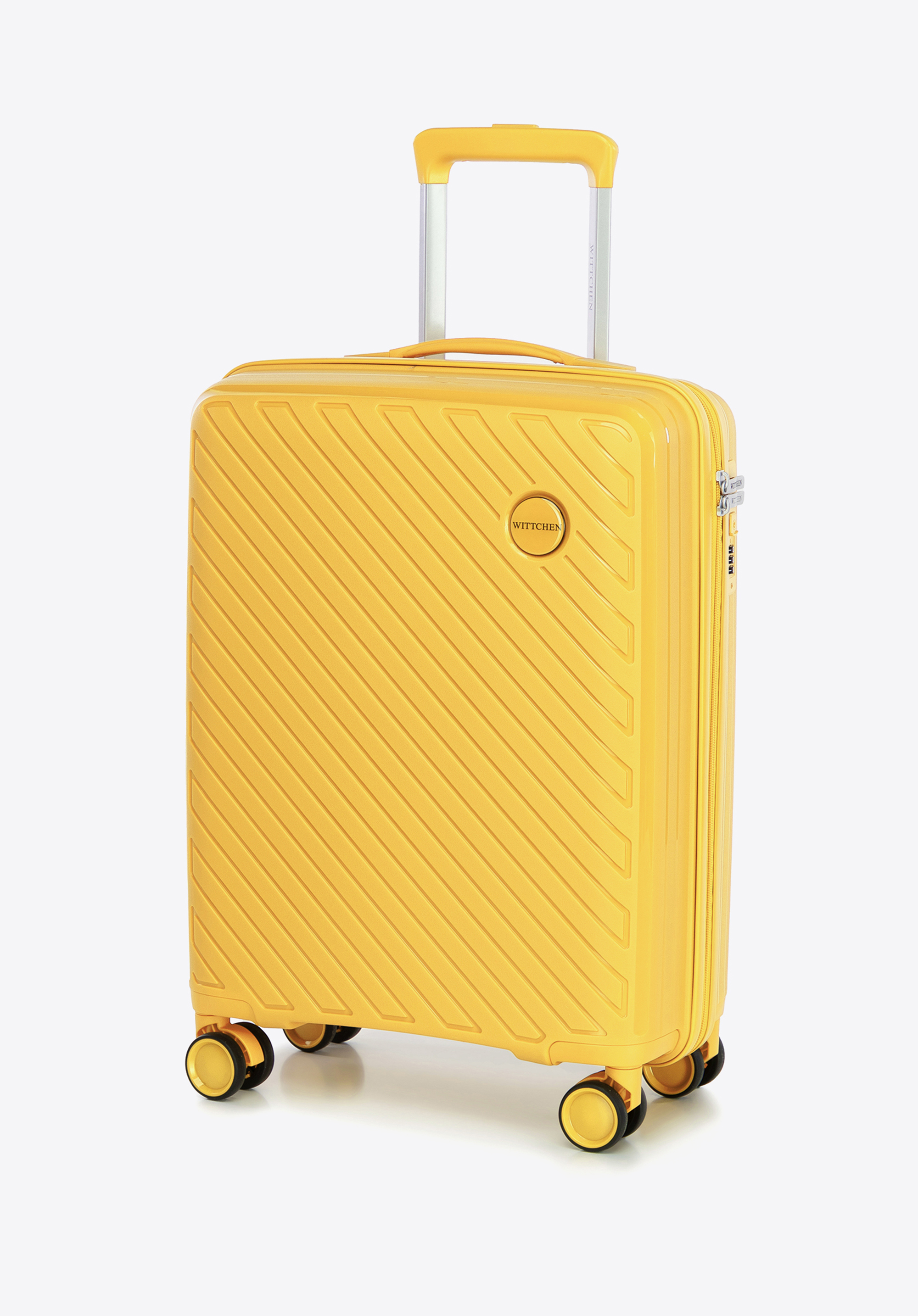 Malý polypropylenový kufr s reliéfními pruhy, žlutá, 56-3T-201-50, Obrázek 1