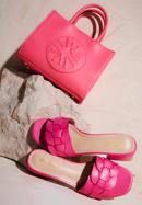 Sandale împletite cu toc mic, roz, 98-DP-201-1-36, Fotografie 35
