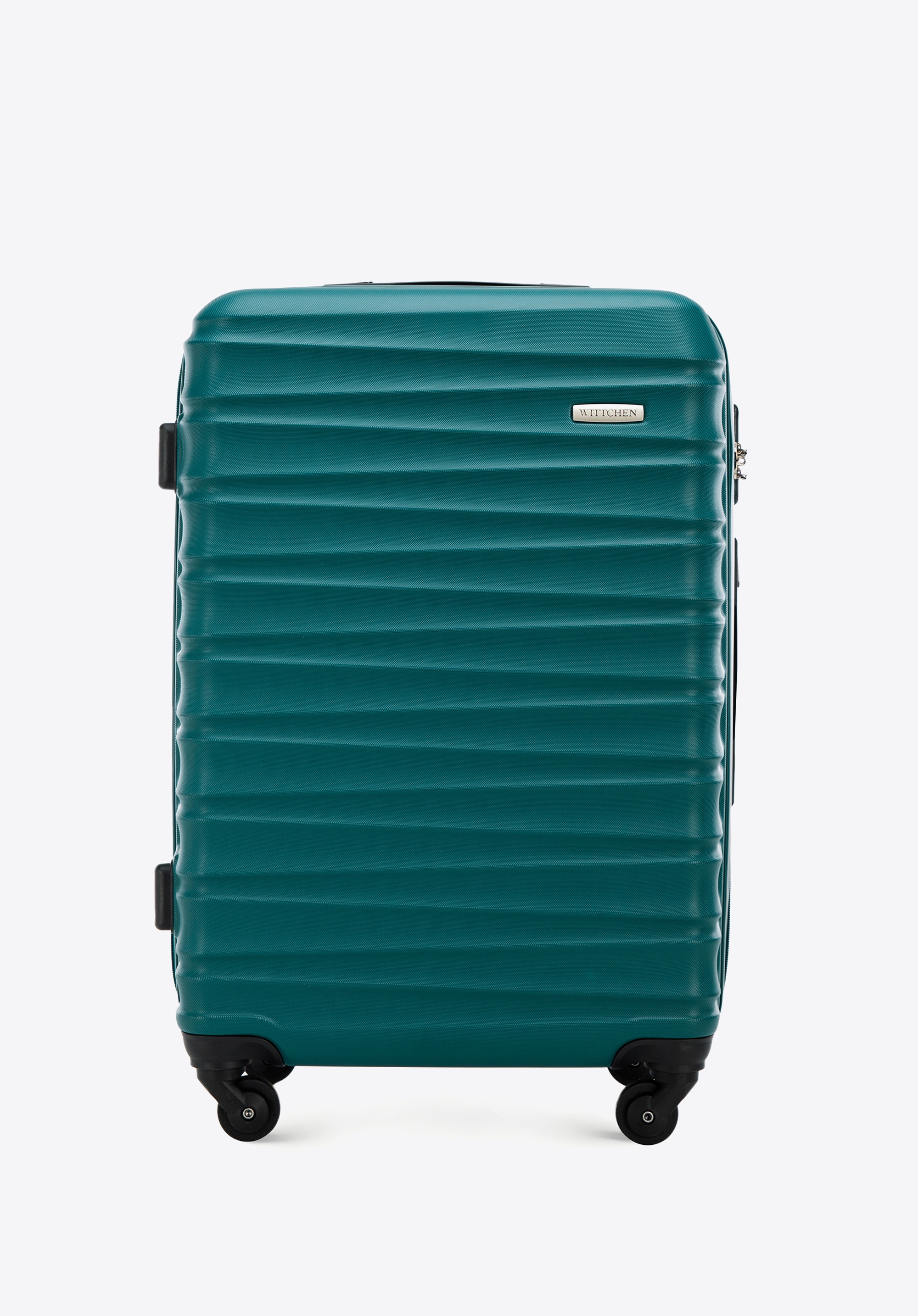 Közepes méretű ABS bőrönd bordázattal, zöld, 56-3A-312-85, Fénykép 1