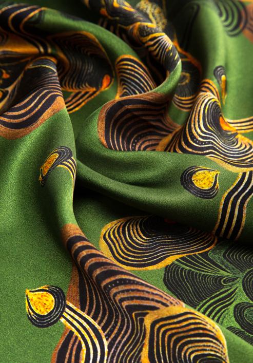 Nagy női selyemkendő, mintával, zöld barna, 97-7D-S02-X7, Fénykép 3