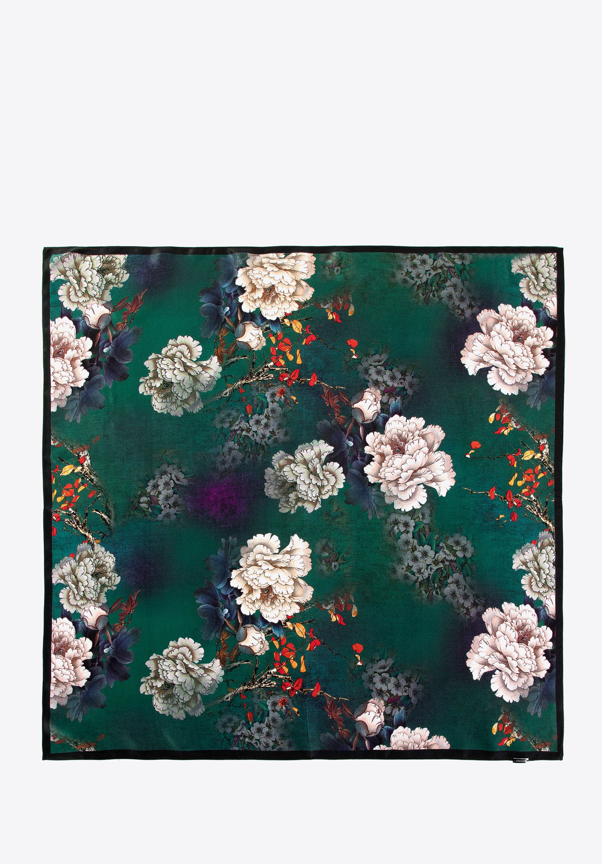 Női selyem mintás kendő, zöld-bézs, 100-7D-S01-X25, Fénykép 1