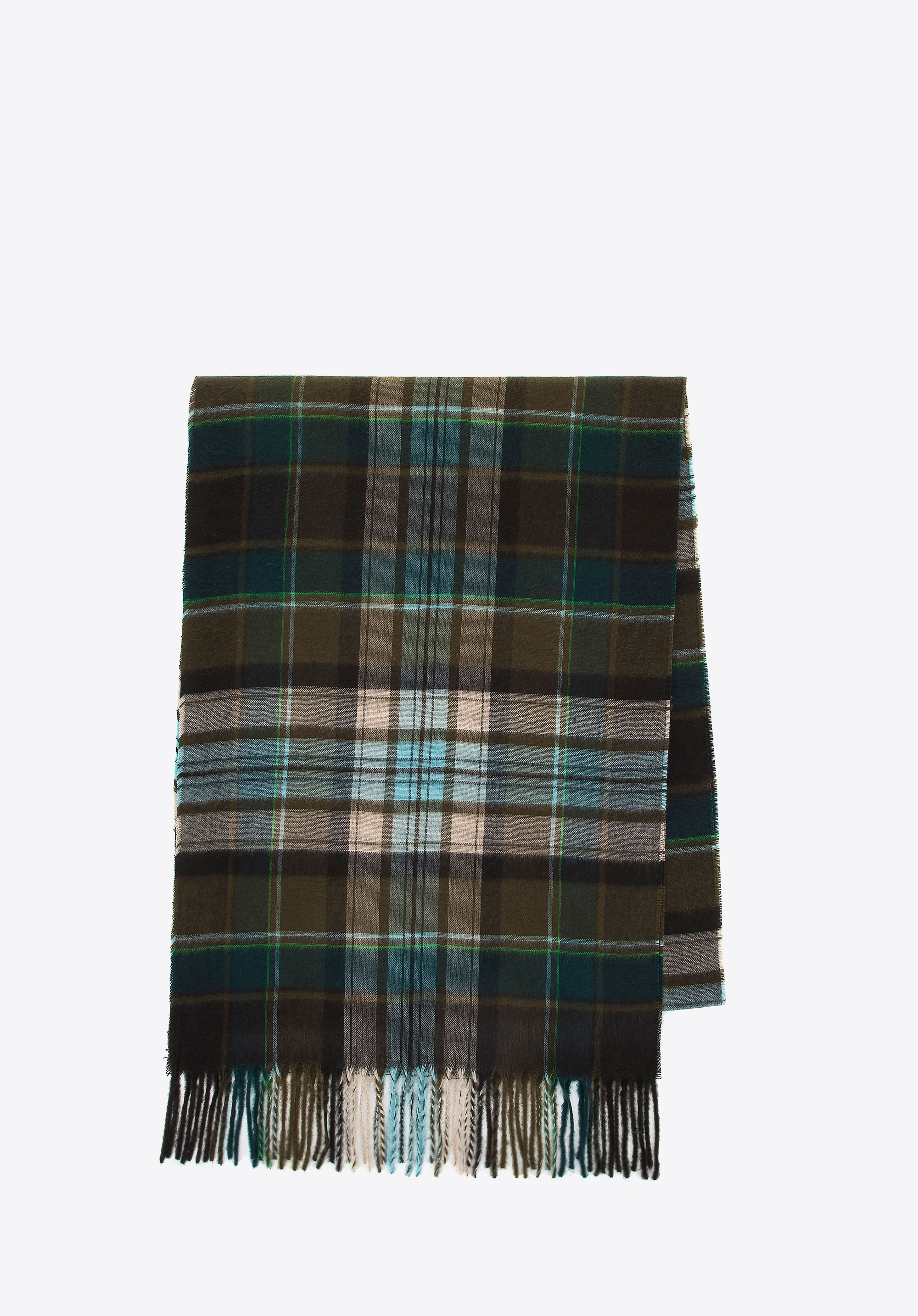 Vékony kockás férfi sál, zöld-bézs, 100-7M-006-X4, Fénykép 1