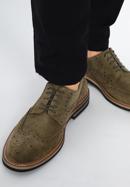 Férfi velúrbőr cipő kontrasztos szálakkal, zöld, 96-M-703-Z-39, Fénykép 15