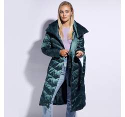 Hosszú női steppelt kabát kapucnival, zöld, 95-9D-401-Z-3XL, Fénykép 1