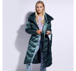 Hosszú női pehelykabát kapucnival, zöld, 95-9D-401-Z-XL, Fénykép 1