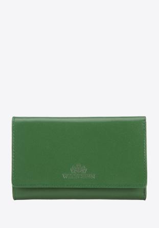 Közepes méretű, sima felületű női bőr pénztárca, zöld, 14-1-916-L0, Fénykép 1