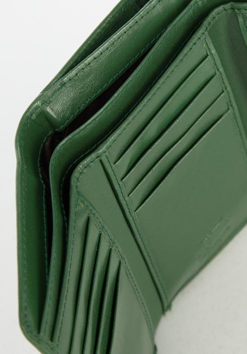 Közepes méretű, sima felületű női bőr pénztárca, zöld, 14-1-916-L0, Fénykép 5