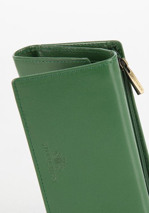 Közepes méretű, sima felületű női bőr pénztárca, zöld, 14-1-916-L0, Fénykép 6