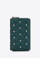 Közepes méretű dekoratív szegecsekkel díszített steppelt női steppelt bőr pénztárca, zöld, 14-1-938-P, Fénykép 2