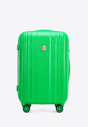 Közepes méretű, mézhálós polikarbonát bőrönd, zöld, 56-3P-302-85, Fénykép 1