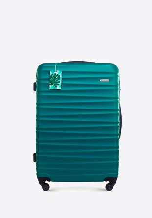 Nagyméretű bőrönd poggyászcímkével, zöld, 56-3A-313-85Z, Fénykép 1