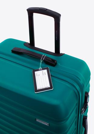 Nagyméretű bőrönd poggyászcímkével, zöld, 56-3A-313-85Z, Fénykép 1
